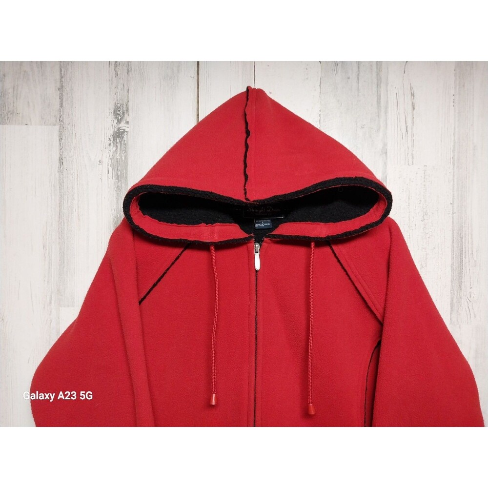 Straight Down Women's Large Red Fleece Full Zip Hoodie - Picture 2 of 5